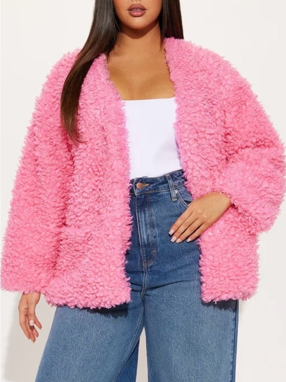 Fashion Nova Adjust to the Fame Faux Fur Coat NWT